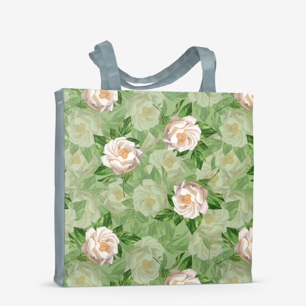 Сумка-шоппер «Белые розы на зеленом»