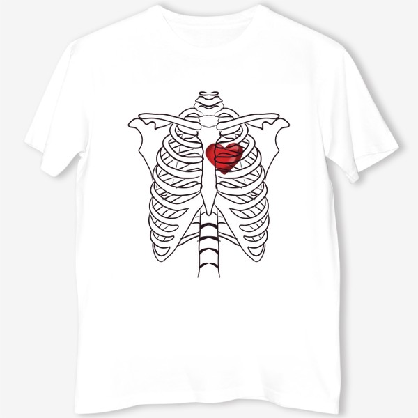 Футболка «Скелет Любовь - Сердце - 14 февраля - Ребра - Грудная клетка - Анатомия любви - Признание в любви»