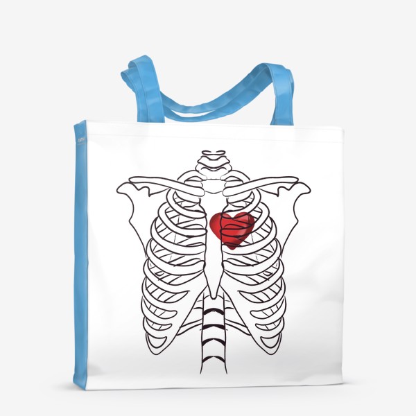 Сумка-шоппер «Скелет Любовь - Сердце - 14 февраля - Ребра - Грудная клетка - Анатомия любви - Признание в любви»