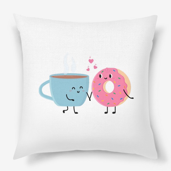 Подушка «Влюбленная Пара Чай и Пончик»