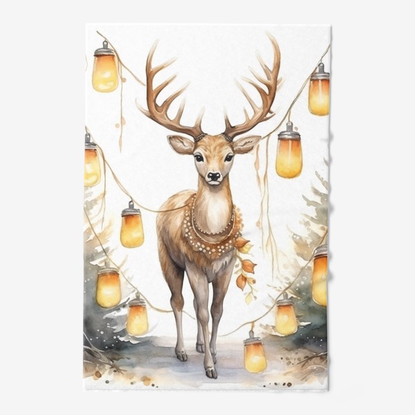 Полотенце «Рождественский олень с фонариками»