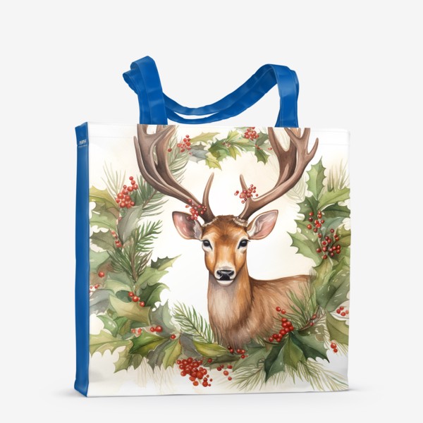 Сумка-шоппер &laquo;Рождественский олень с праздничным венком&raquo;
