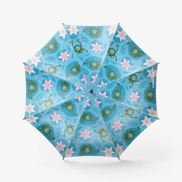 Зонт «Лягушки и кувшинки Цветы лотоса Принт с лягушками»