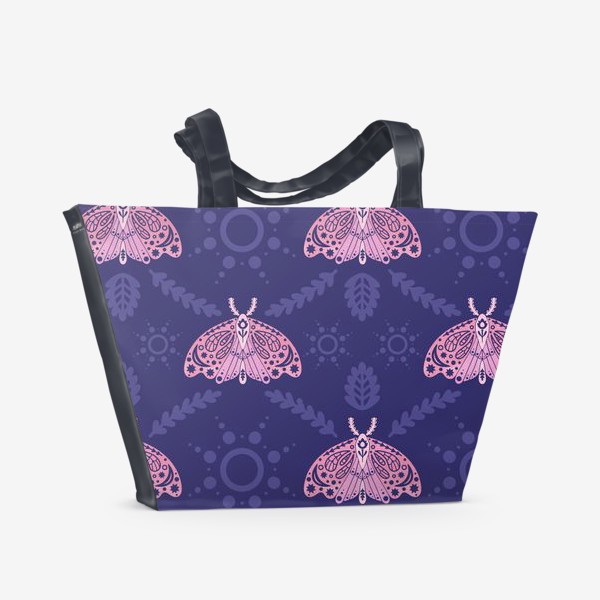 Пляжная сумка «Розовые мотыльки Принт с мотыльками»