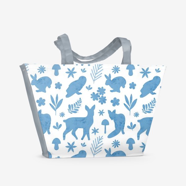 Пляжная сумка «Силуэты лесных  животных Лесные животные»
