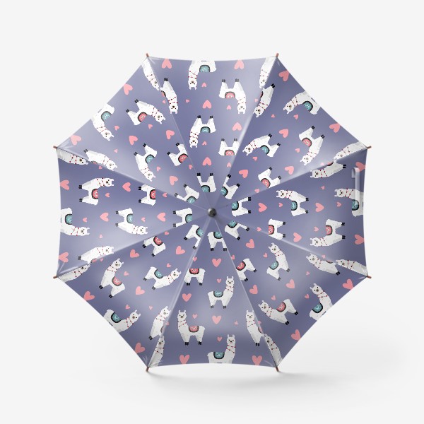 Зонт «Лама с сердечками»
