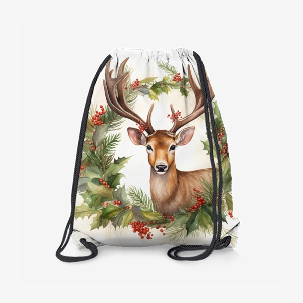 Рюкзак «Рождественский олень с праздничным венком»