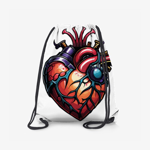 Рюкзак «Сердце киборга, татуировка в стиле стимпанк, роботы, мужской принт»