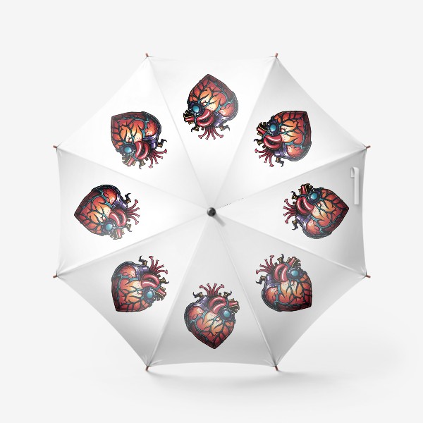 Зонт &laquo;Сердце киборга, татуировка в стиле стимпанк, роботы, мужской принт&raquo;