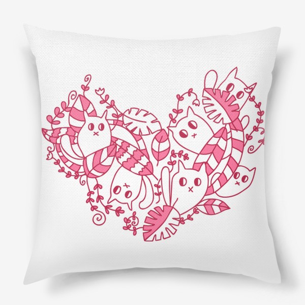 Подушка «Сердечко с котиками»