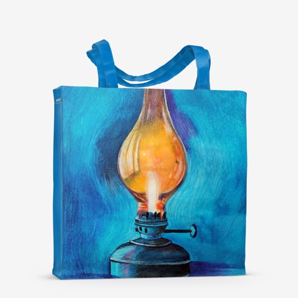 Сумка-шоппер «Керосиновая лампа на синем фоне»