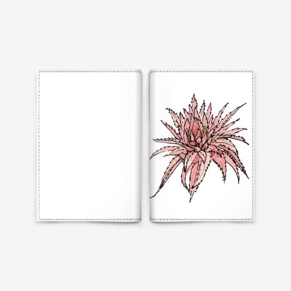 Обложка для паспорта «Розовая бромелия»