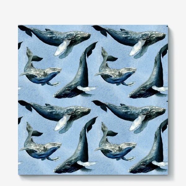 Холст «Синий кит паттерн»