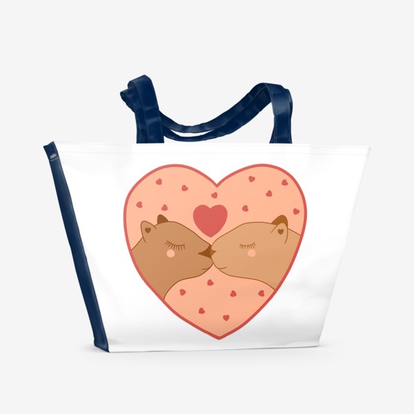 Пляжная сумка «милые влюбленные капибары на день святого валентина»
