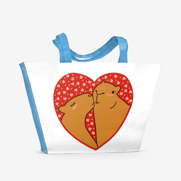 Пляжная сумка «капибары в сердечке»