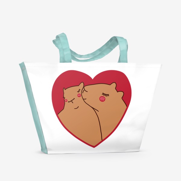 Пляжная сумка «чмок от капибары, любовный принт в подарок на день святого валентина»