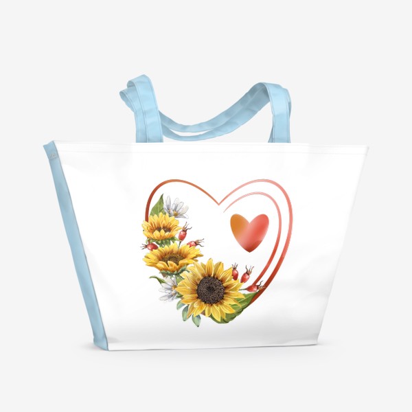 Пляжная сумка «Сердце с подсолнухами »