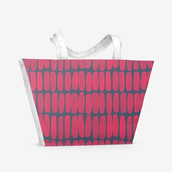 Пляжная сумка «Розовый геометрический паттерн на сером фоне»