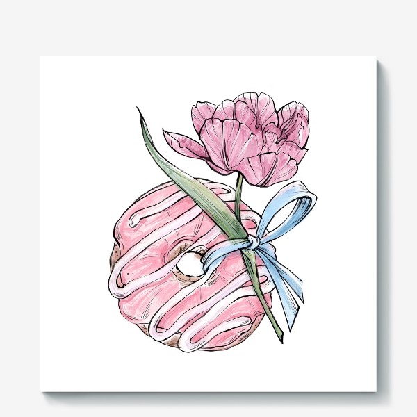 Холст «Пончик и тюльпан»