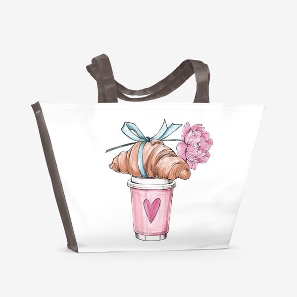 Пляжная сумка «кофе и круассан»