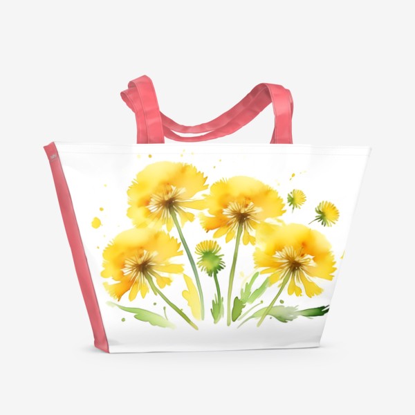 Пляжная сумка «букет жёлтых акварельных одуванчиков»