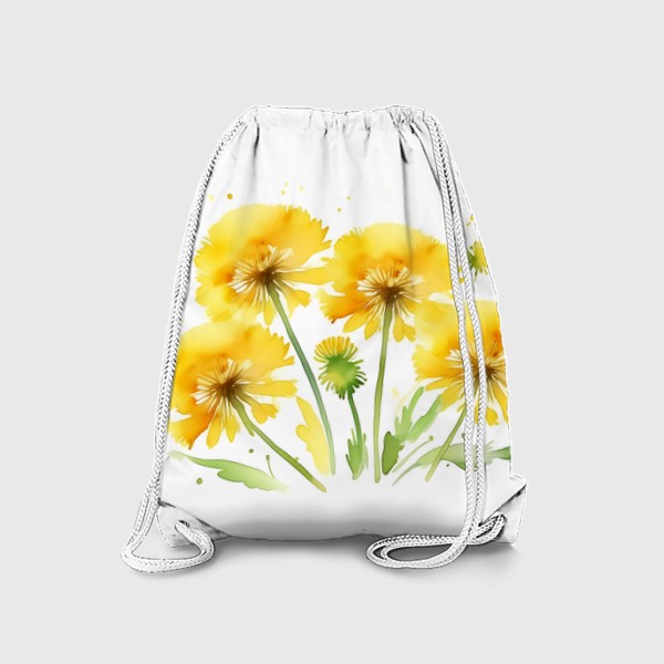 Рюкзак «букет жёлтых акварельных одуванчиков»