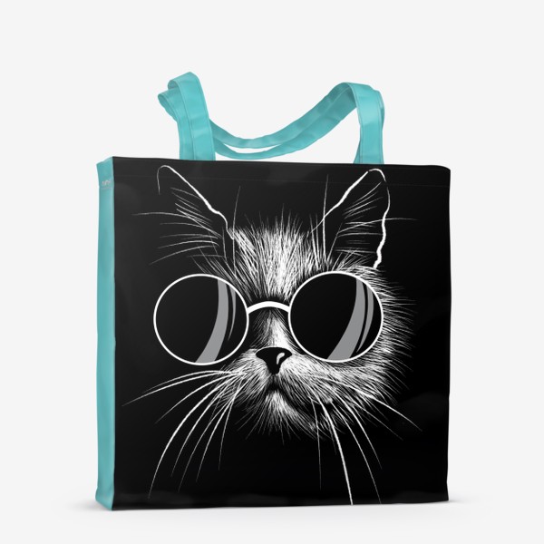 Сумка-шоппер «Кот в очках. Стильный монохромный принт»
