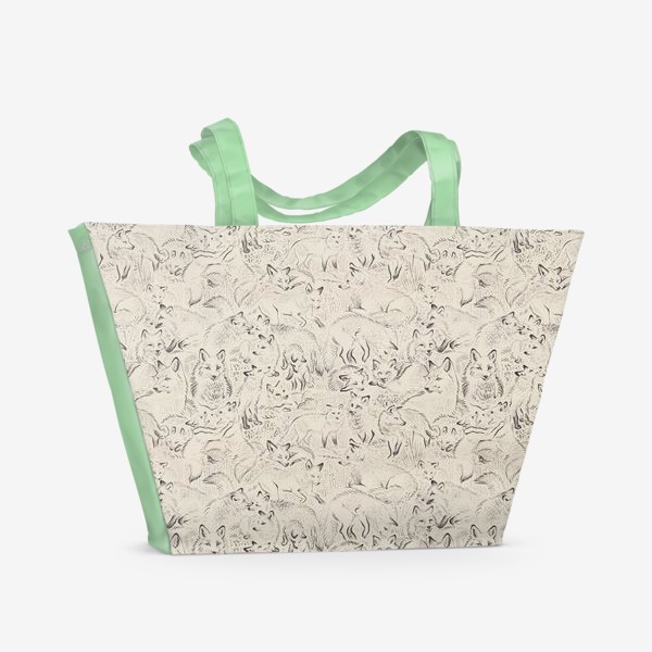 Пляжная сумка «Семейство лис, паттерн | Resting foxes, pattern»