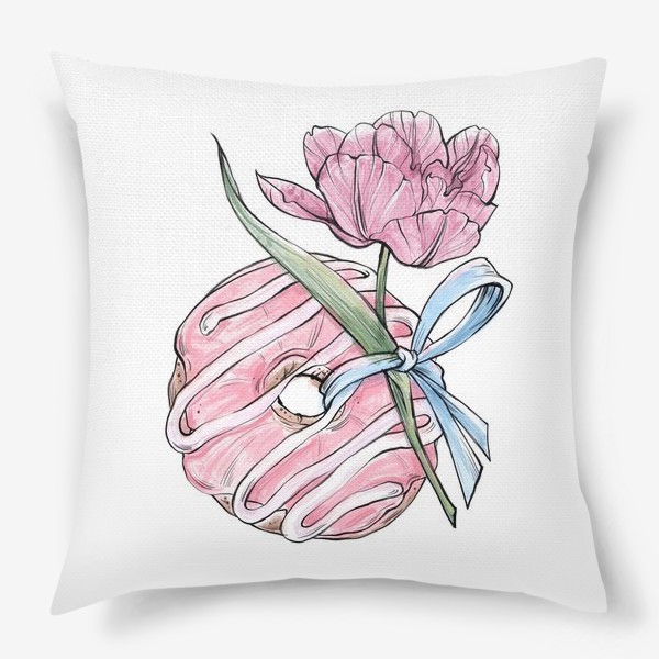 Подушка «Пончик и тюльпан»