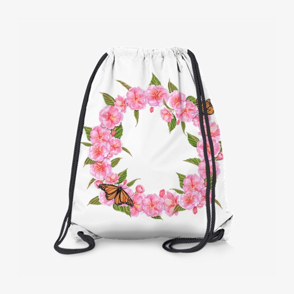 Рюкзак «Венок из цветов сакуры. Акварель»