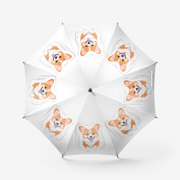 Зонт «Милый щенок корги, надпись на английском little friend - маленький друг»