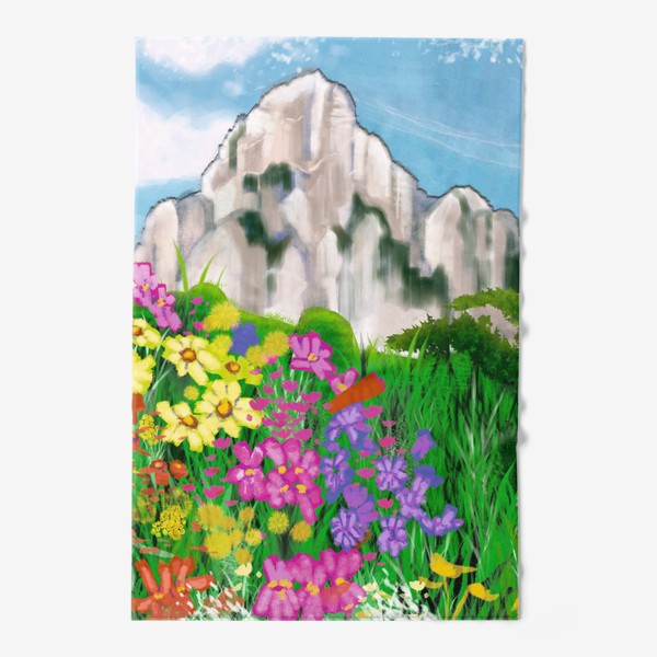 Полотенце «Цветы в горах маслом»