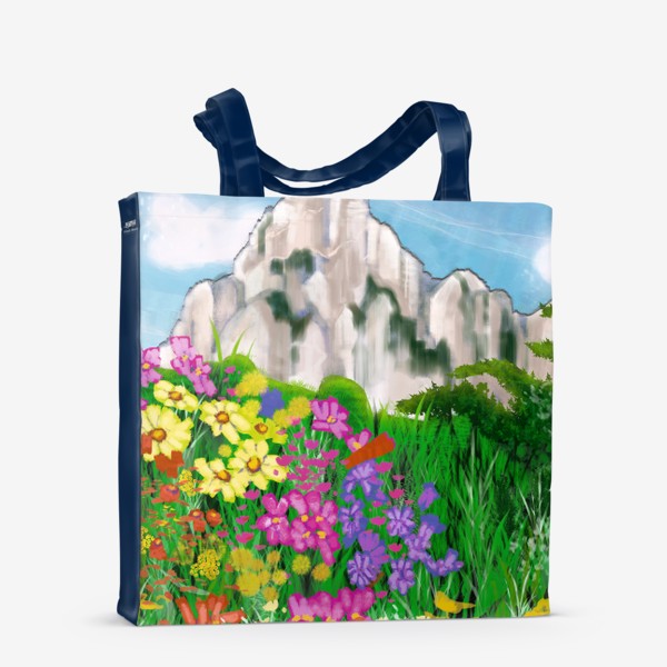 Сумка-шоппер «Цветы в горах маслом»