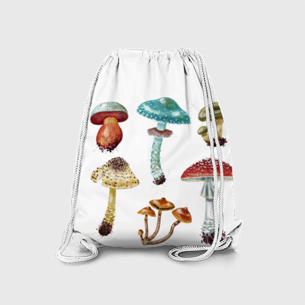 Рюкзак &laquo;Красивые разноцветные лесные грибочки, несъедобные и ядовитые грибы, осень, грибная пора, яркий подарок грибнику&raquo;
