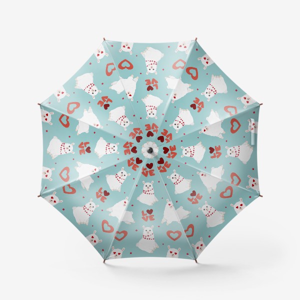 Зонт «Альпака и сердечки. Милая альпака»
