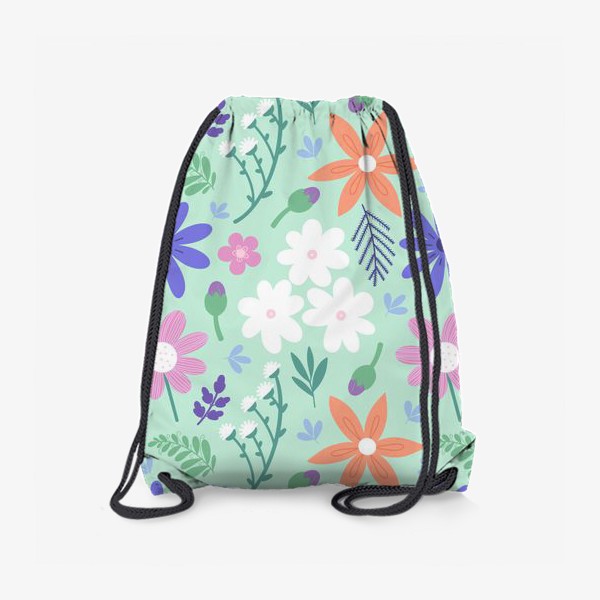 Рюкзак «Садовые цветы на зеленом фоне»