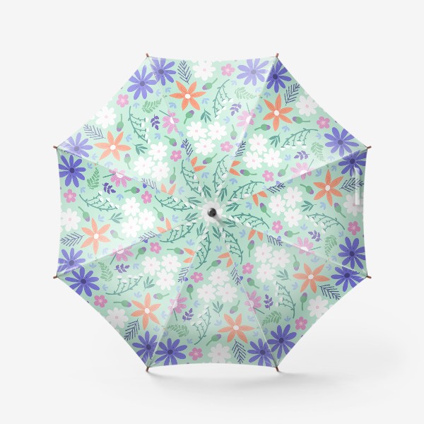 Зонт «Садовые цветы на зеленом фоне»