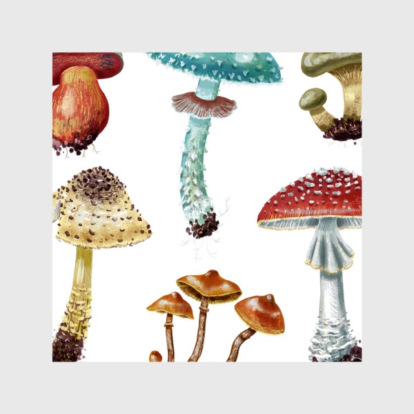 Шторы «Красивые разноцветные лесные грибочки, несъедобные и ядовитые грибы, осень, грибная пора, яркий подарок грибнику»