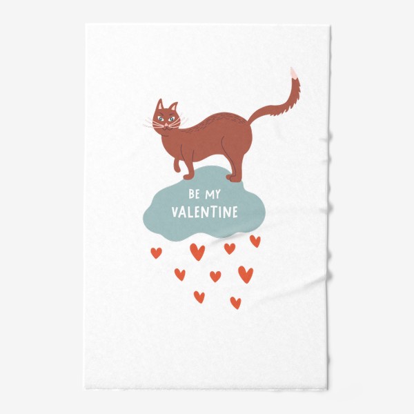 Полотенце «Кот и романтическая надпись. День святого Валентина»