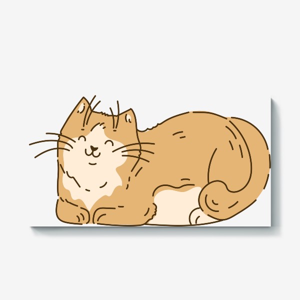 Холст «Просто милый толстый улыбающийся кот, аниме кавай мультяшный котик»