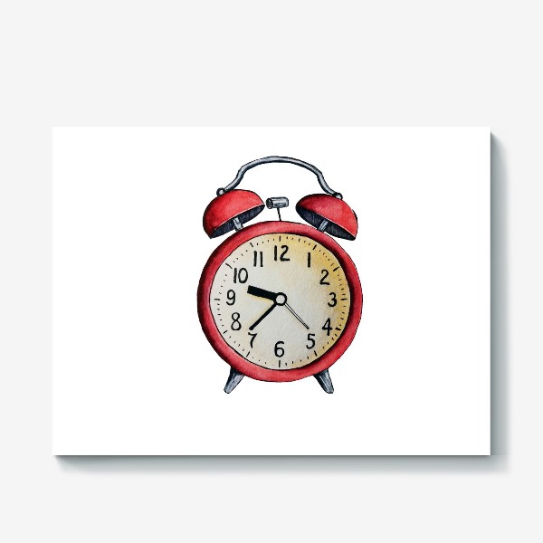 Холст «Красный будильник, часы, время»