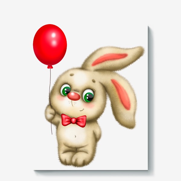 Холст «Плюшевый заяц с воздушным шариком»