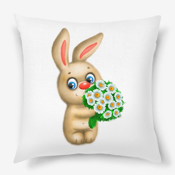 Подушка «Плюшевый заяц с цветами»