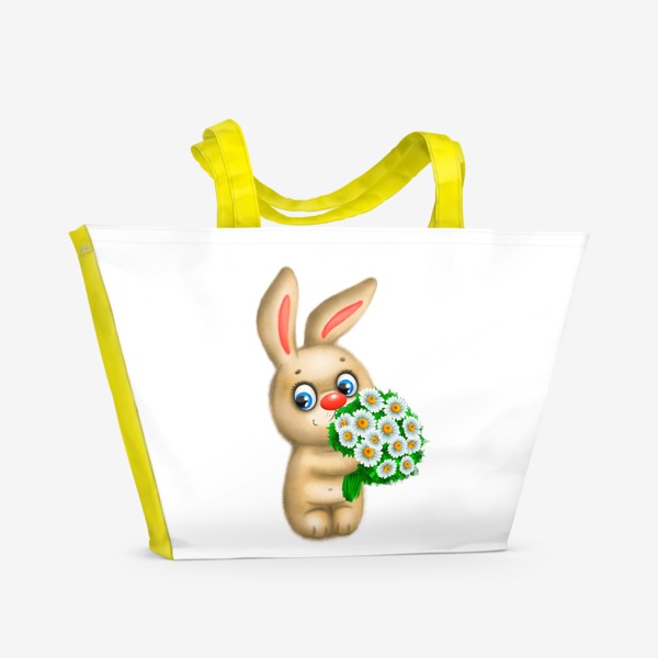 Пляжная сумка «Плюшевый заяц с цветами»