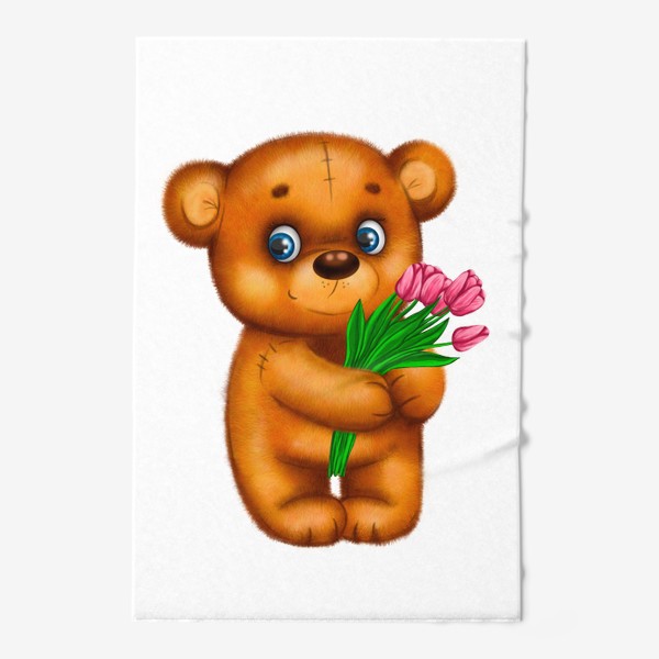 Полотенце «Плюшевый мишка с цветами»