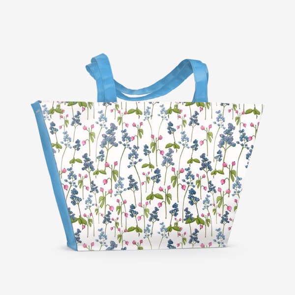 Пляжная сумка «Цветочный паттерн на белом фоне»