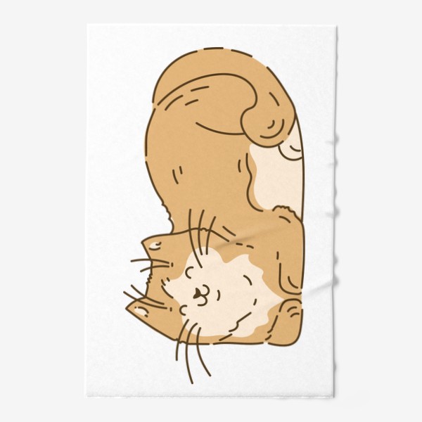 Полотенце «Просто милый толстый улыбающийся кот, аниме кавай мультяшный котик»