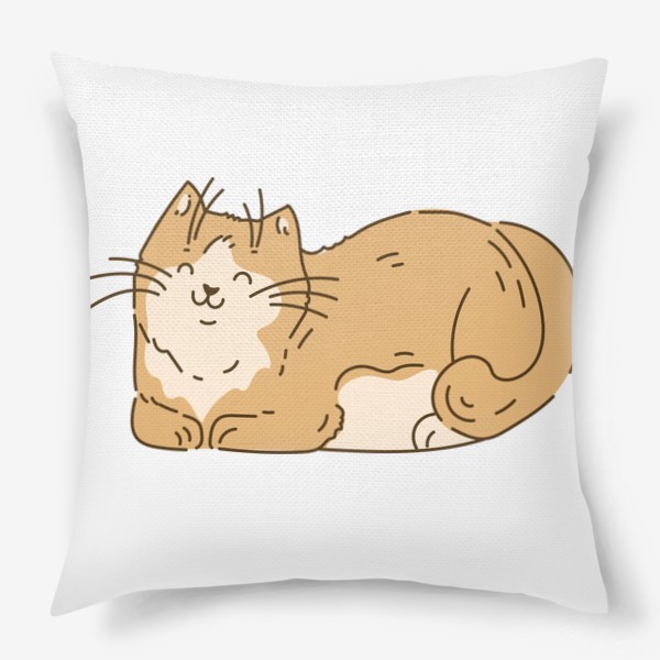 Подушка «Просто милый толстый улыбающийся кот, аниме кавай мультяшный котик»