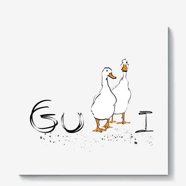 Холст «надпись Gussi с изображением гусей»