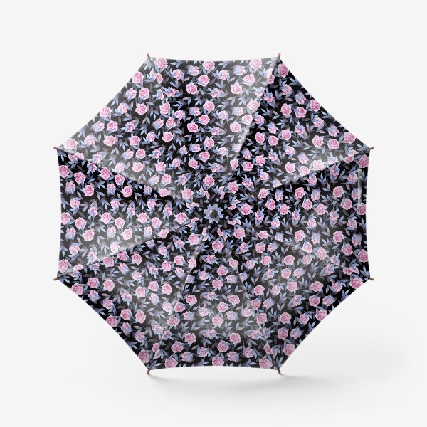Зонт «Розы с голубыми листьями. Цветочный паттерн»